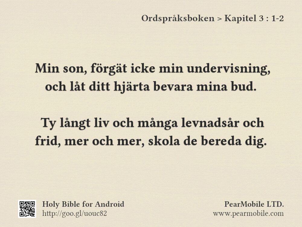 Ordspråksboken, Kapitel 3:1-2